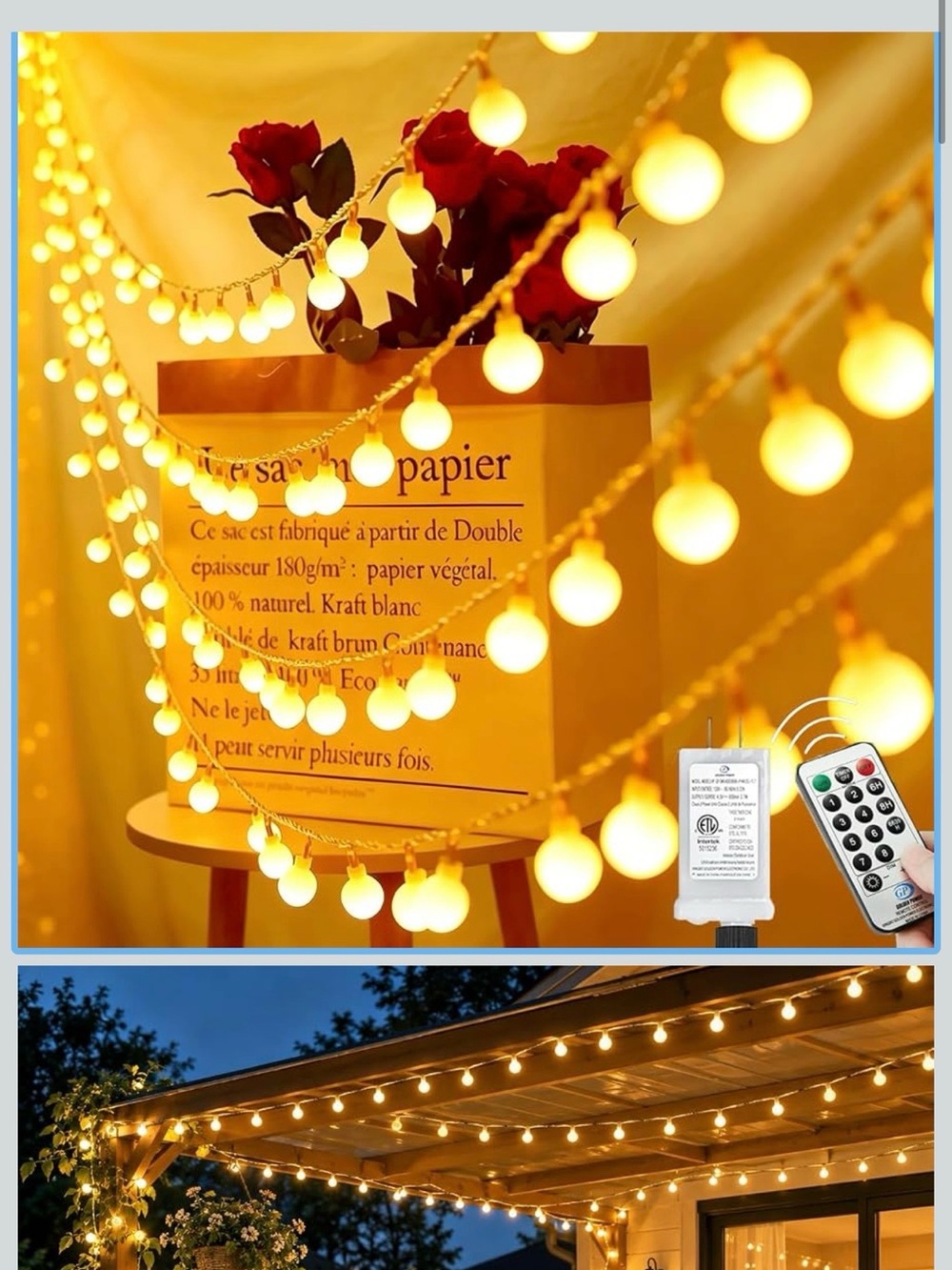 Warm White Globe String Lights for Home Party Supplies